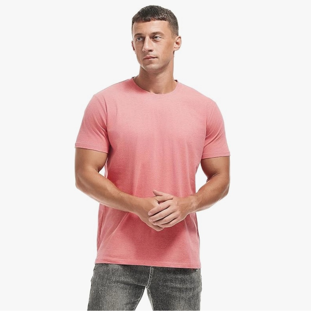 VEIISAR Crew Neck Premium Men's Coral T-Shirt NWOT